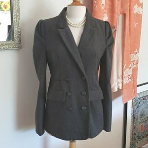 Dollhouse Wool Blend Ruffle Shoulder Peacoat Style Grey Jacket Size Large